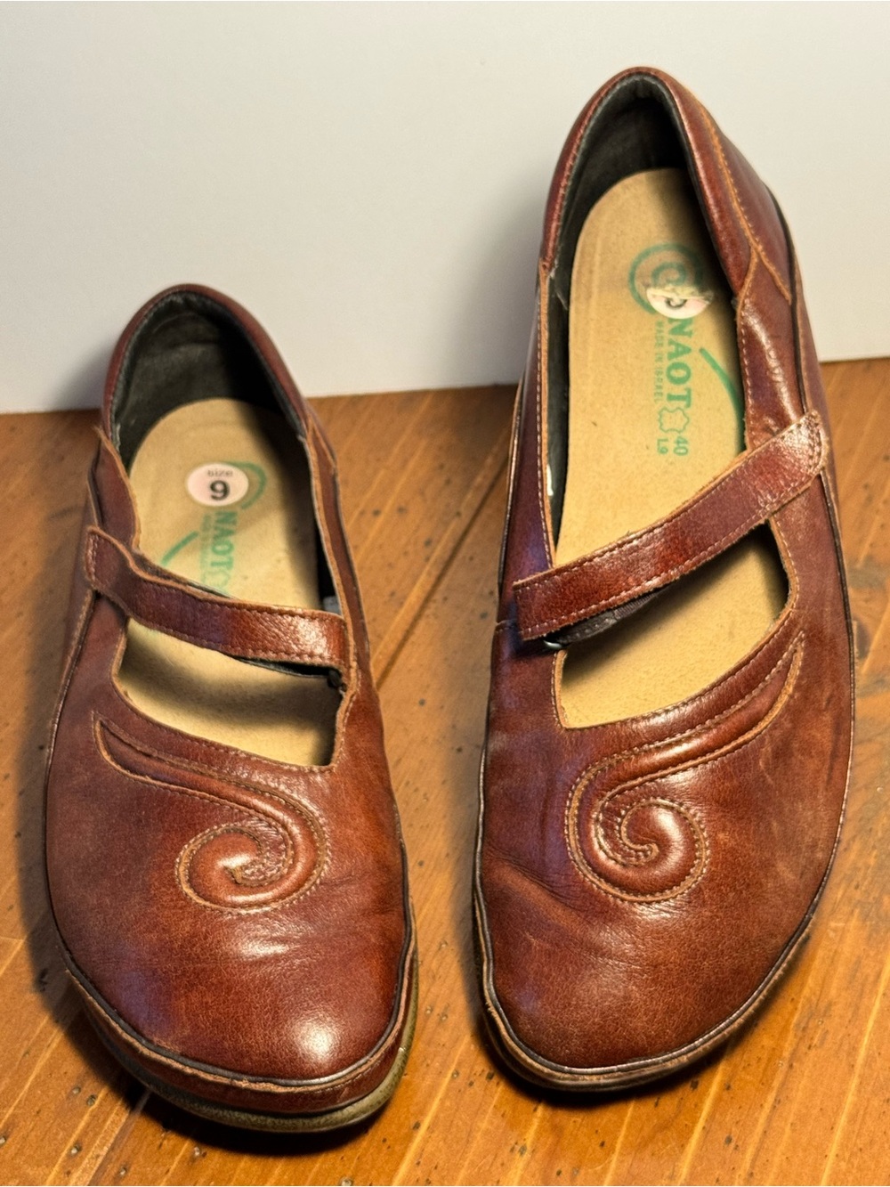 NAOT Matai Leather Mary Jane Shoes - Women's Size 9 (40) - Brown Leather